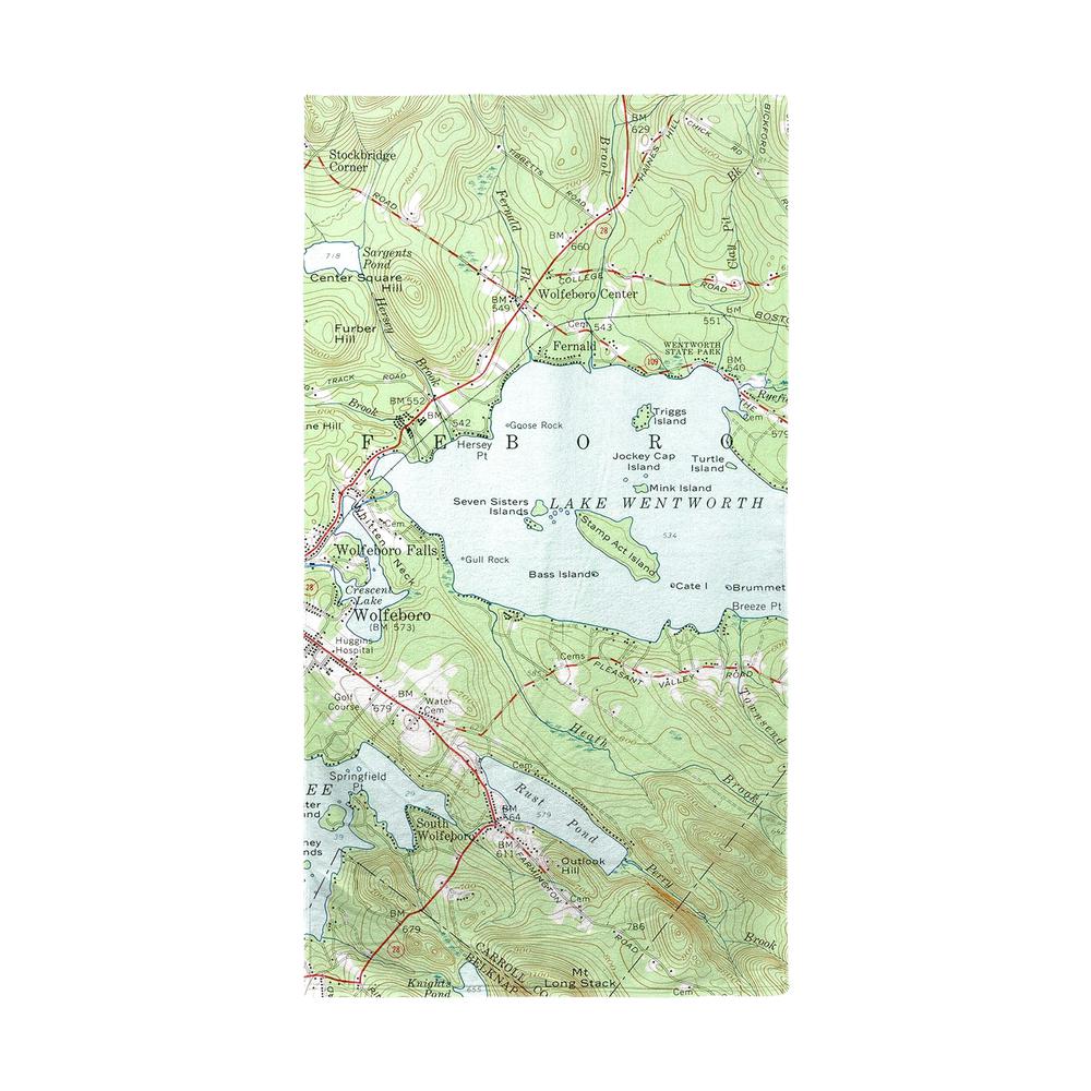 Lake Wentworth, NH Nautical Map Beach Towel. Picture 1
