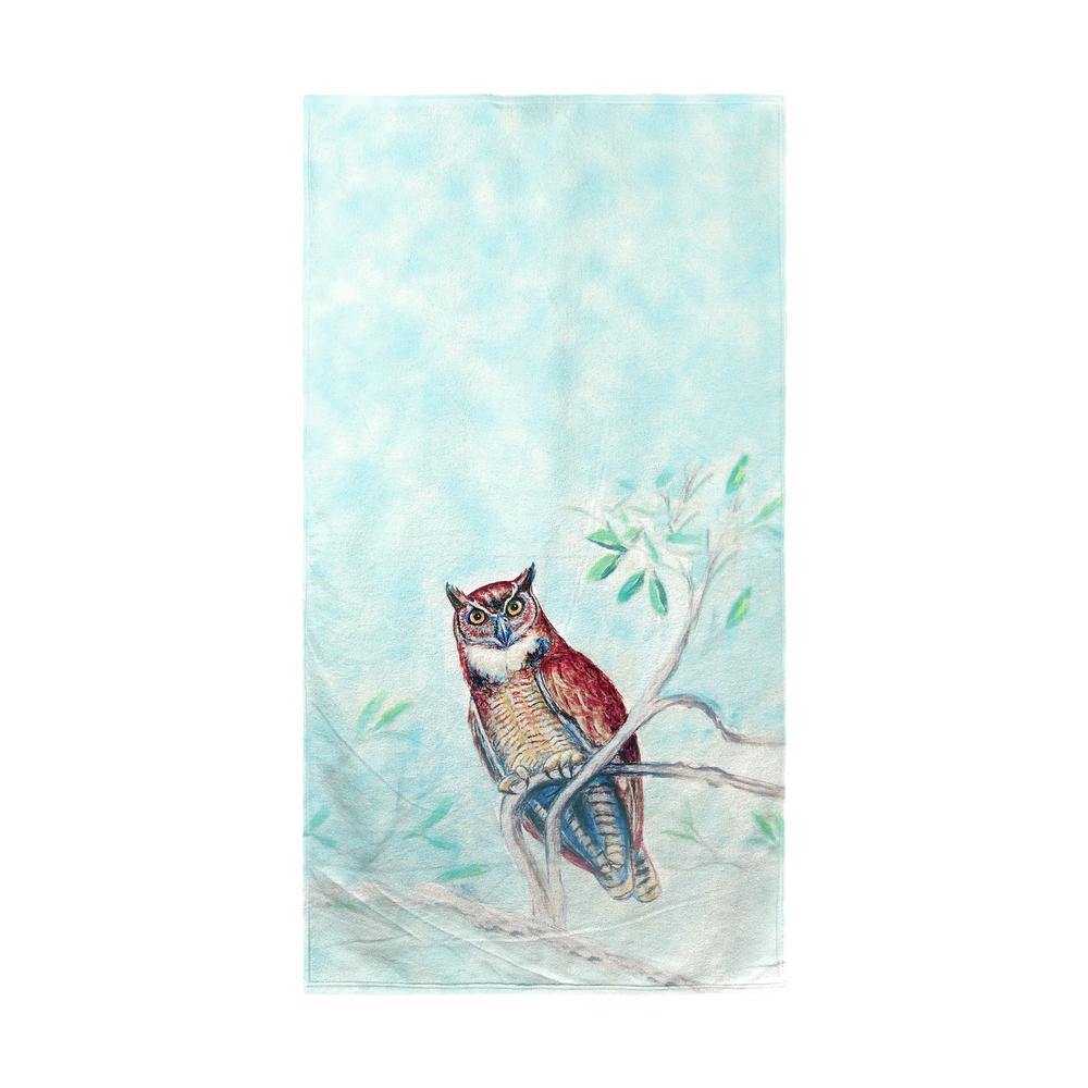 Owl in Teal Beach Towel. Picture 1
