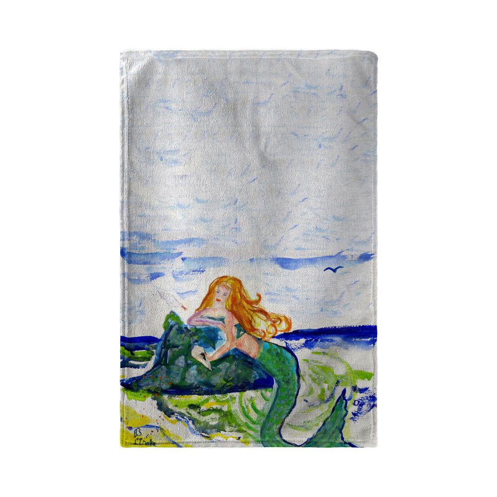 Mermaid on Rock Beach Towel. Picture 1