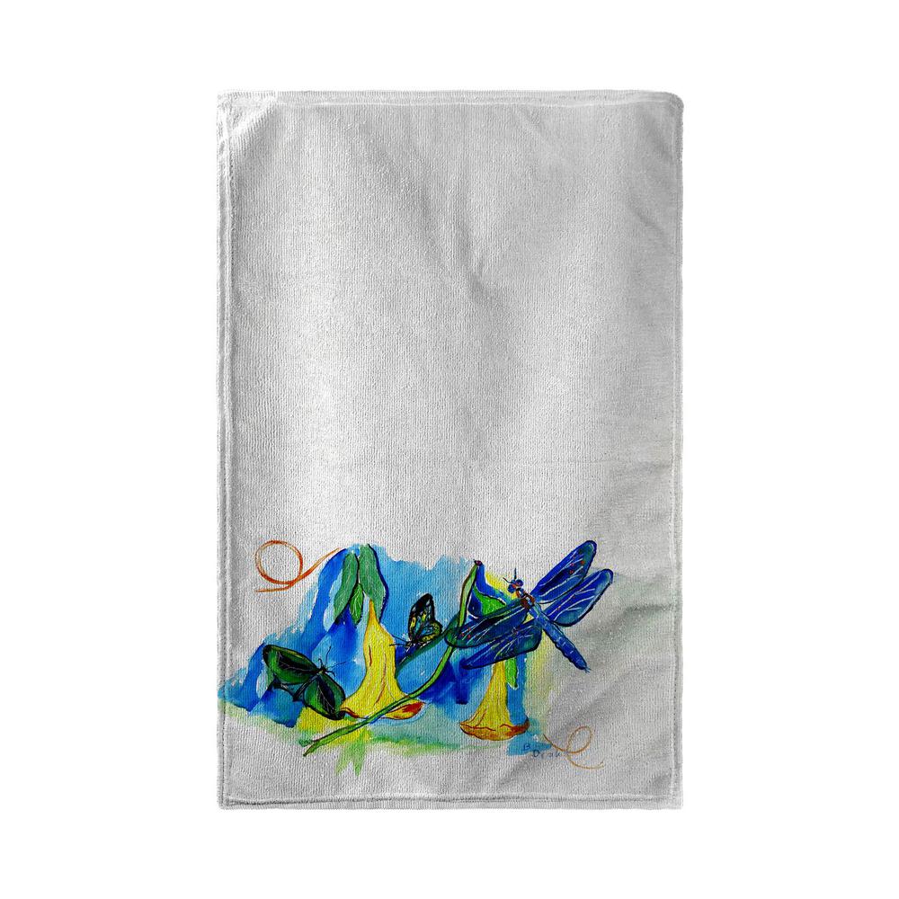 Yellow Bells and Dragonfly Beach Towel. Picture 1