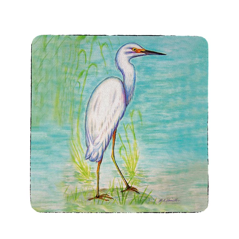 Snowy Egret Coaster Set of 4. Picture 1