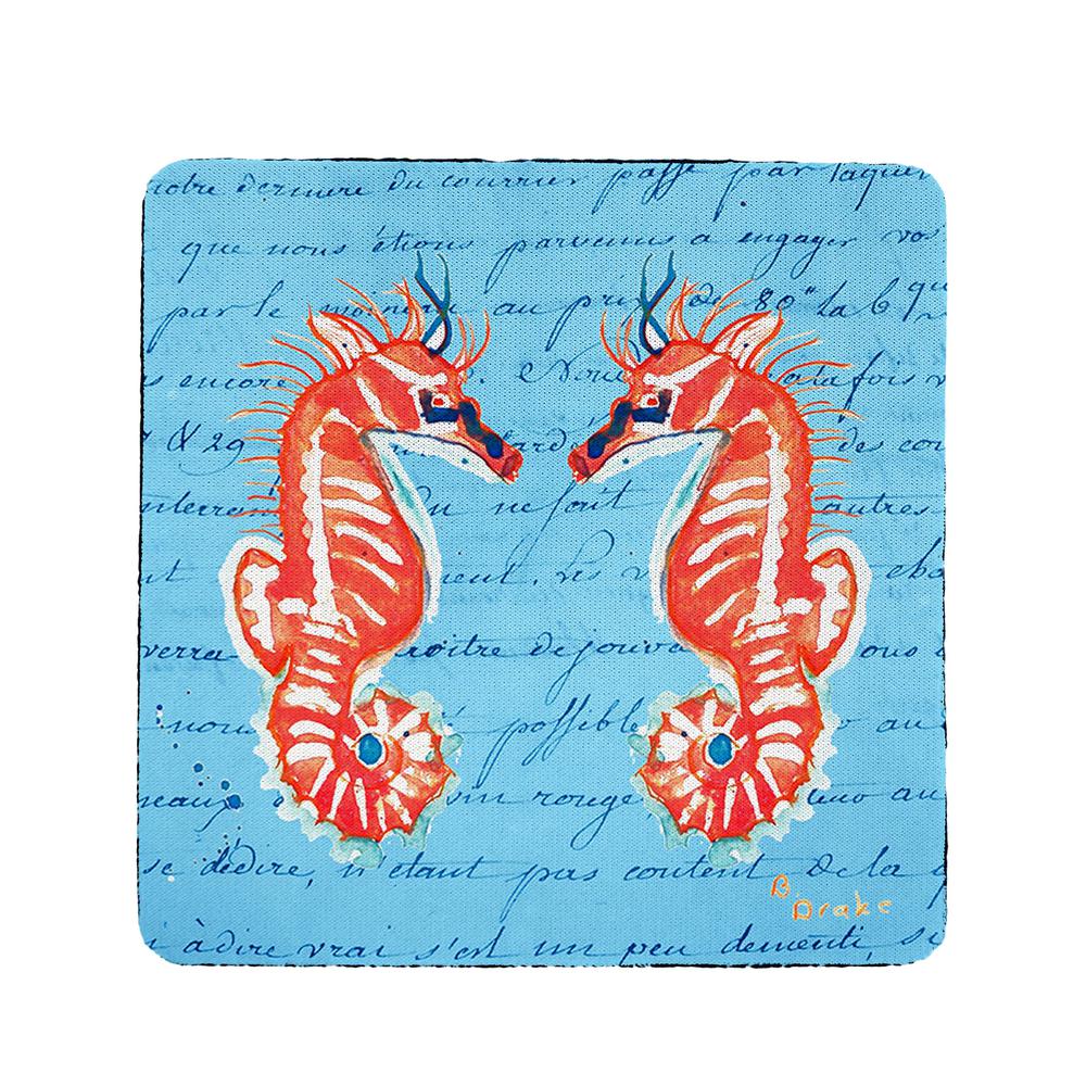 Coral Sea Horse Coaster Set of 4. Picture 1