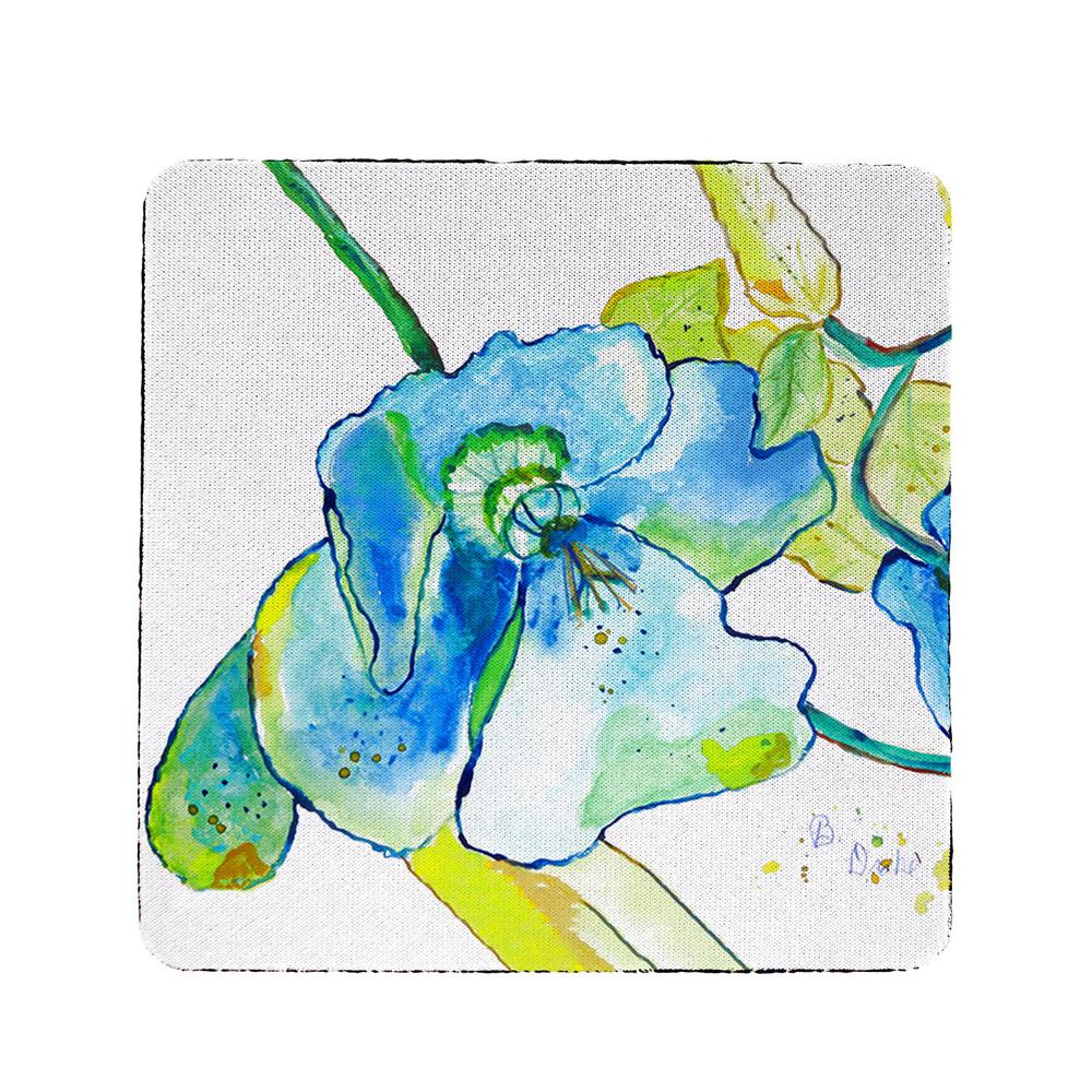 Blue Hibiscus Coaster Set of 4. Picture 1