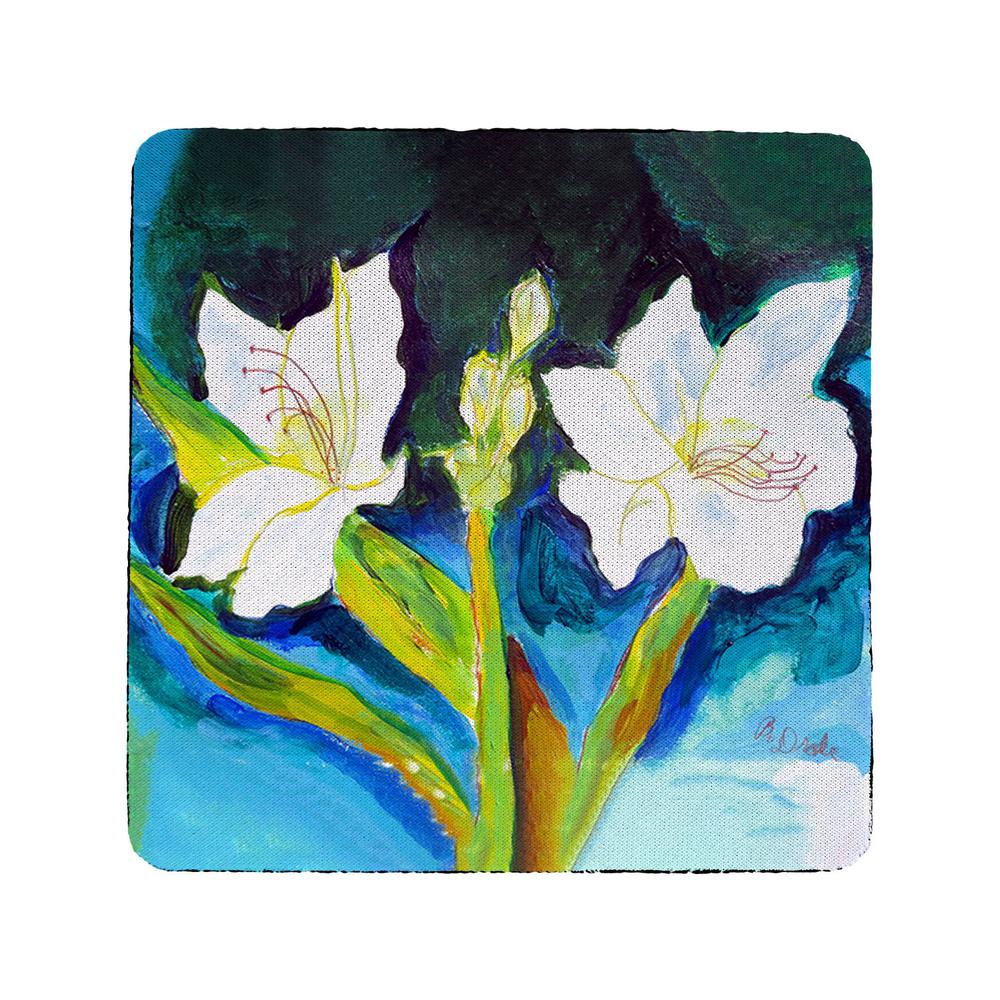 White Lilies Coaster Set of 4. Picture 1