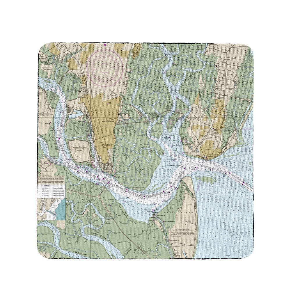 St Simons Sound, GA Nautical Map Coaster Set of 4. Picture 1