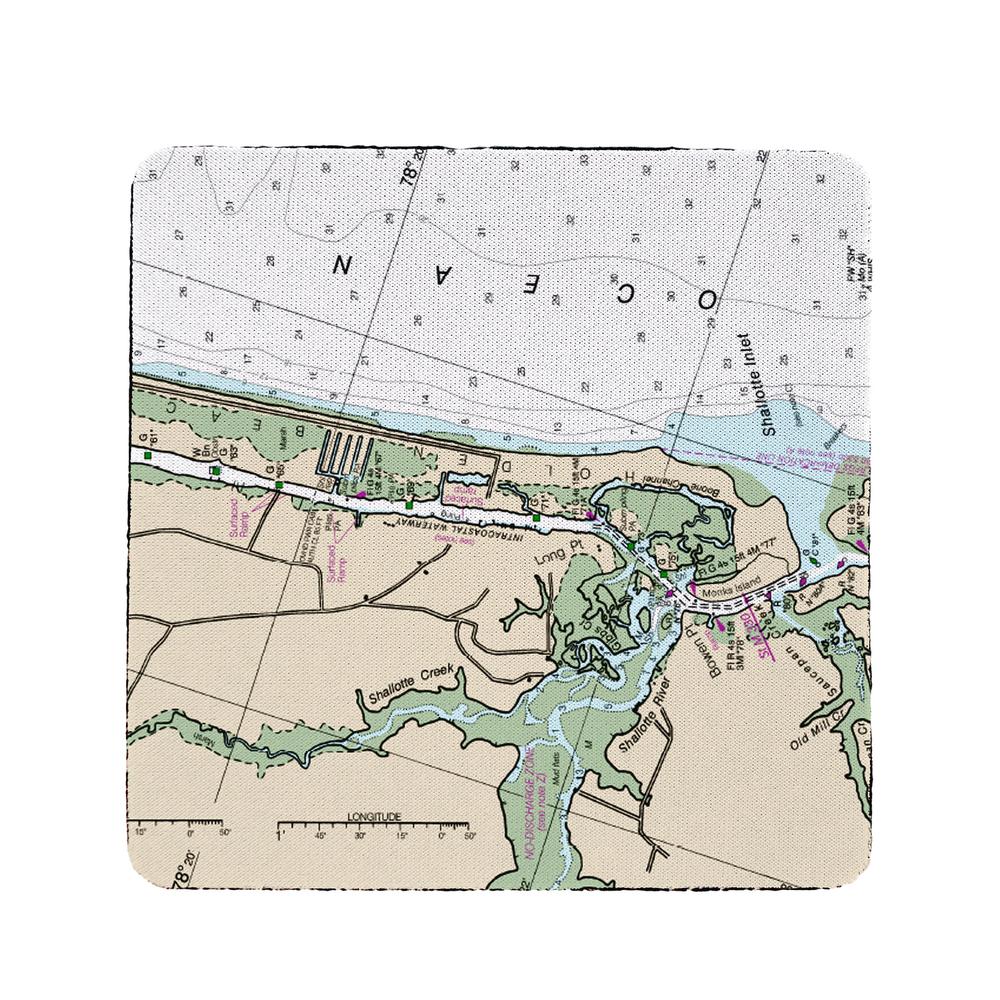 Holden Beach, NC Nautical Map Coaster Set of 4. Picture 1
