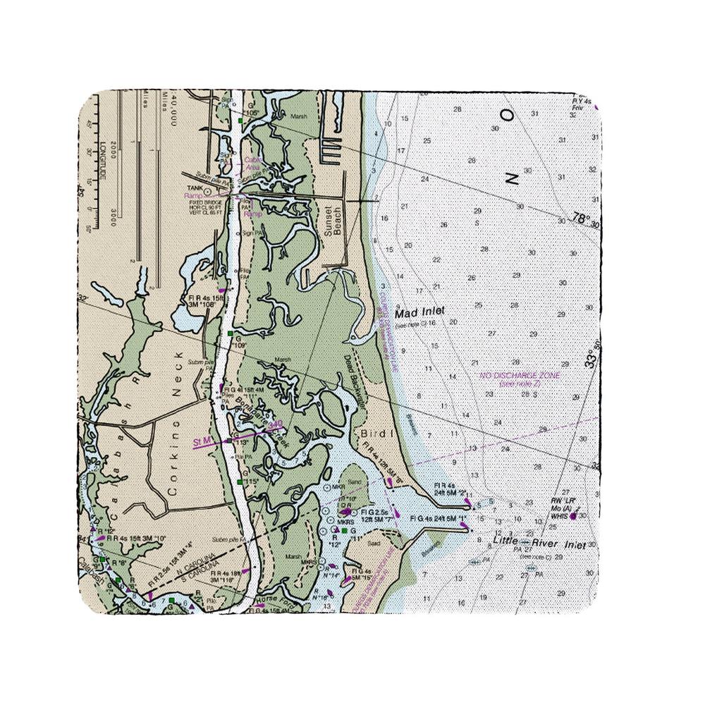 Sunset Beach, NC Nautical Map Coaster Set of 4. Picture 1