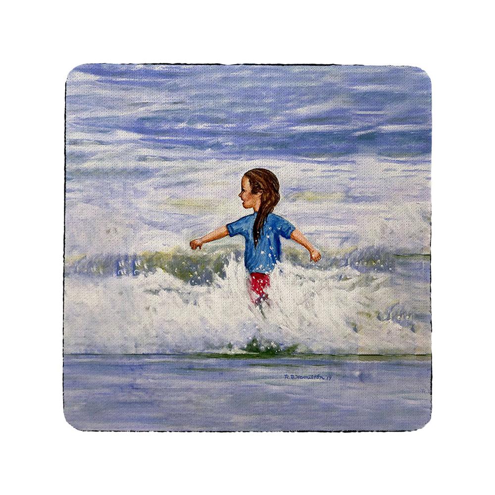 Girl in Surf Coaster Set of 4. Picture 1