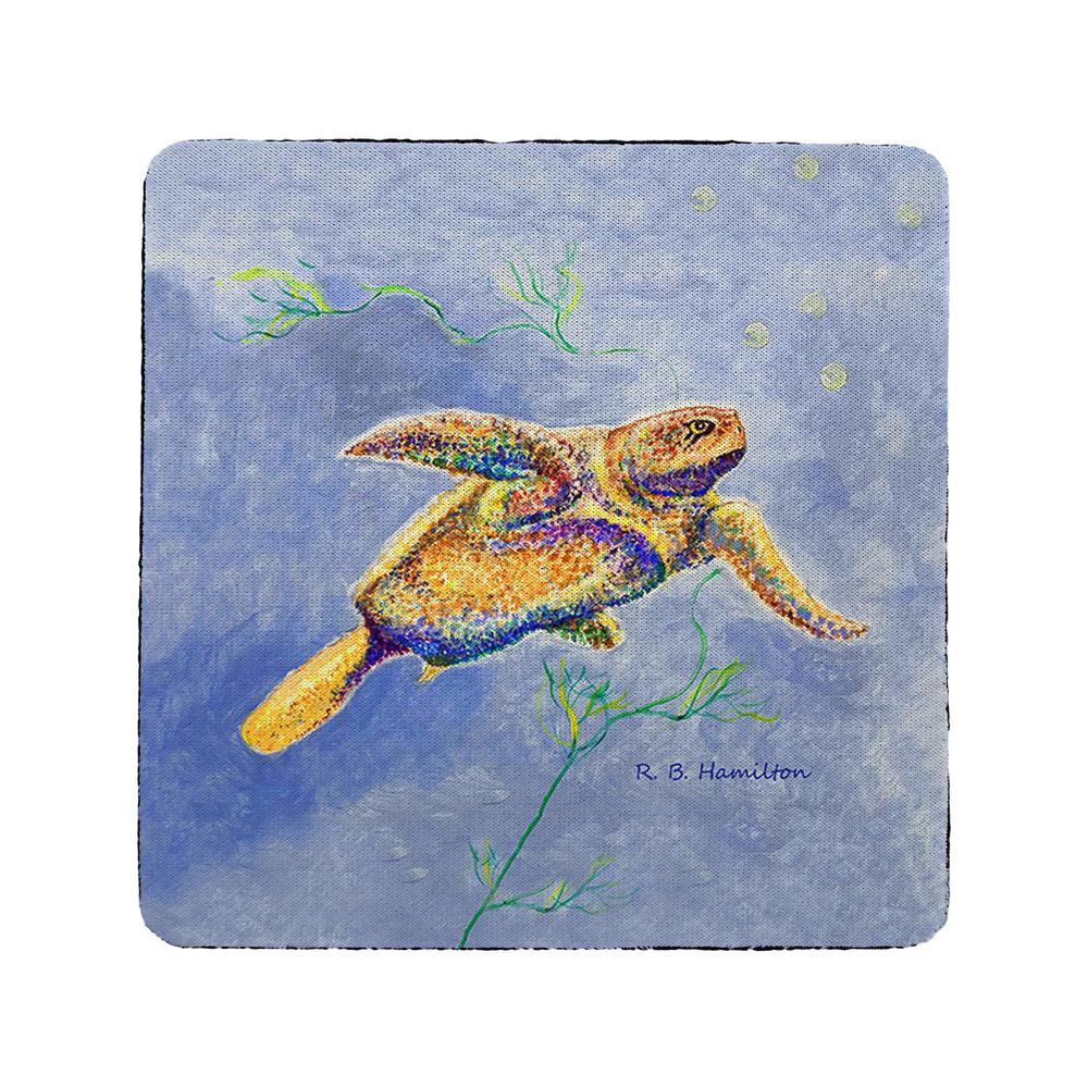 Pointillist Sea Turtle Coaster Set of 4. Picture 1