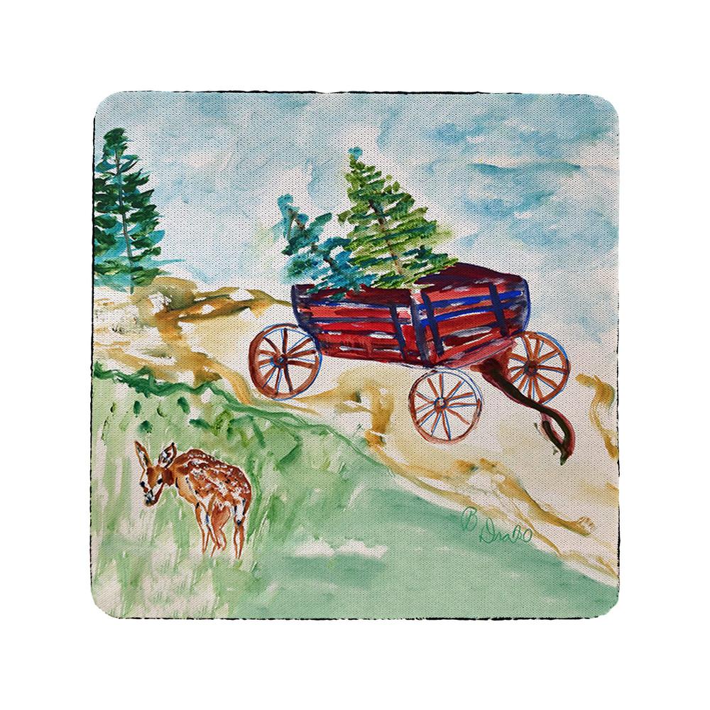 Christmas Wagon Coaster Set of 4. Picture 1