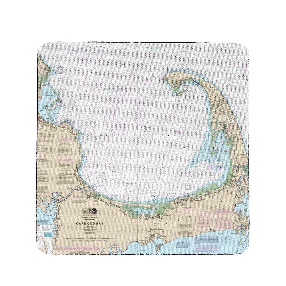 Cape Cod Bay, MA Nautical Map Coaster Set of 4. Picture 1