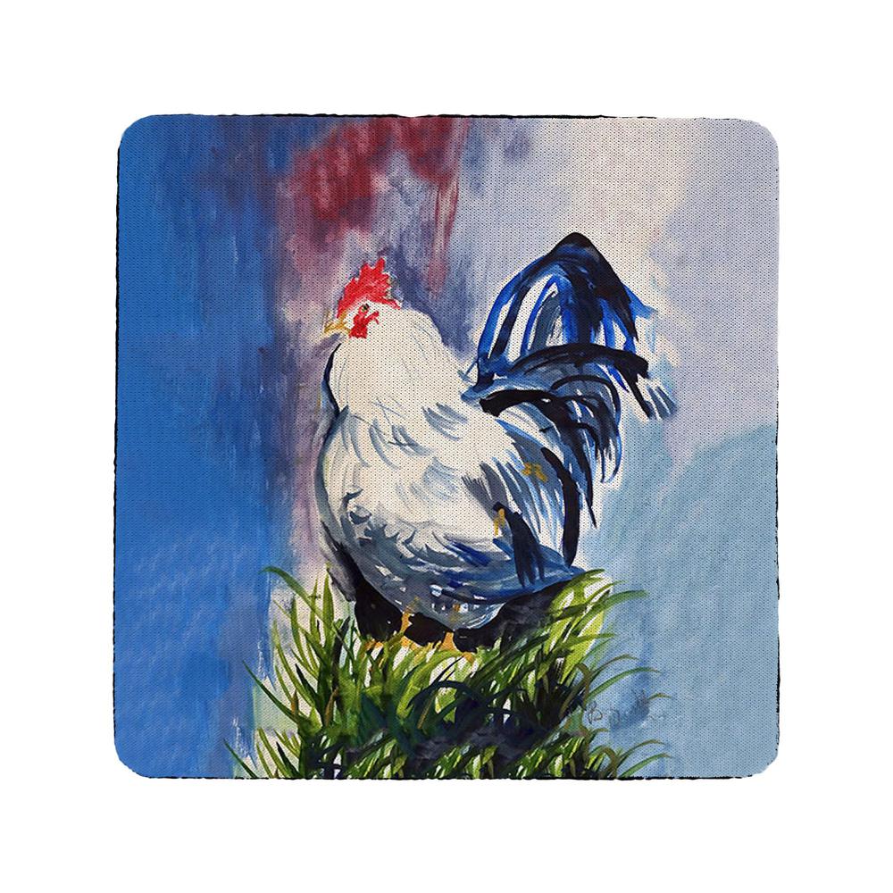 Blue & White Rooster Coaster Set of 4. Picture 1
