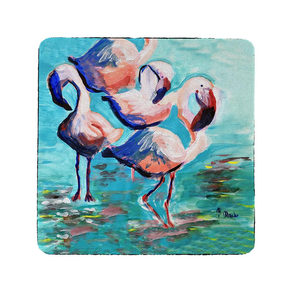 Dancing Flamingos Coaster Set of 4. Picture 1