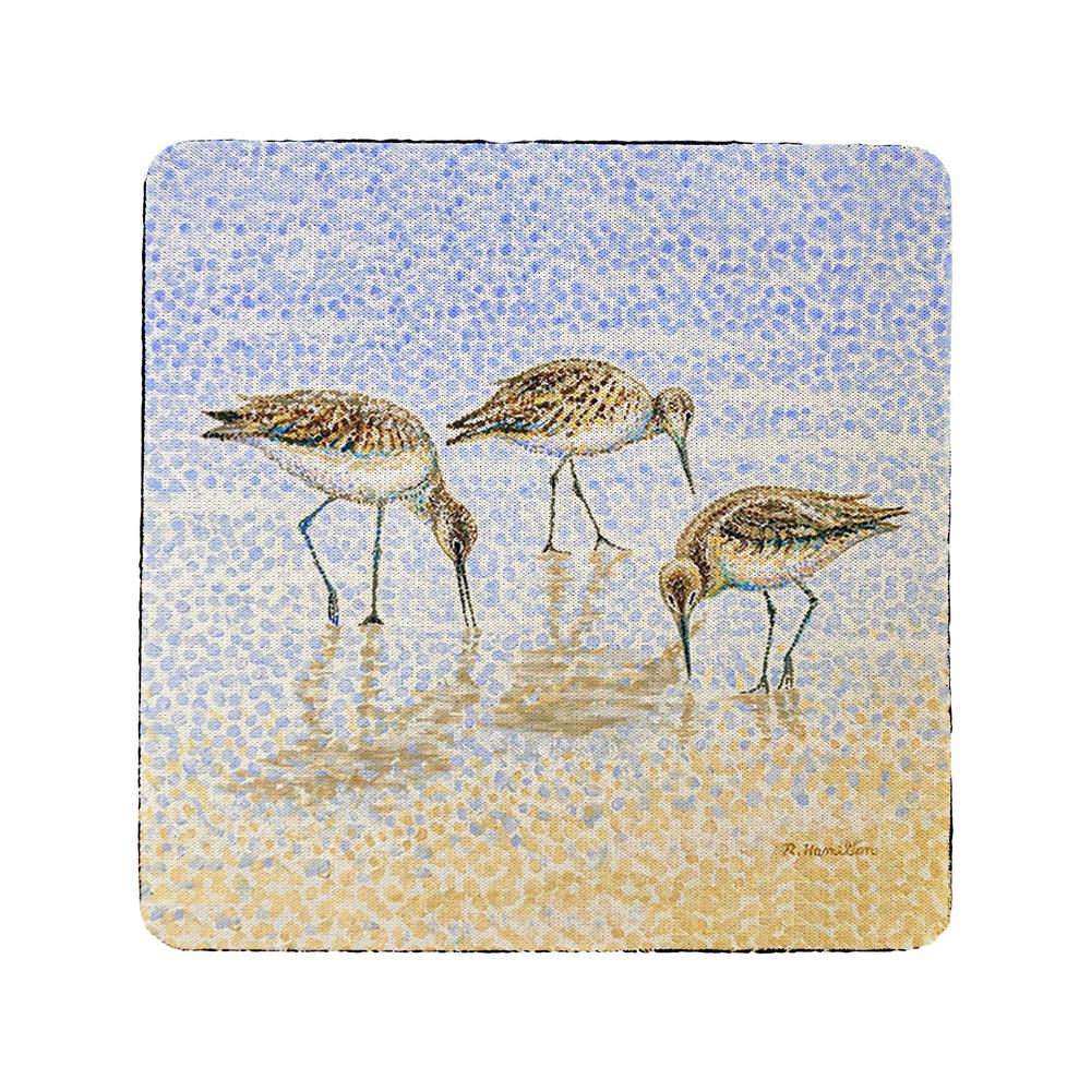 Willet Sandpipers Feeding Coaster Set of 4. Picture 1