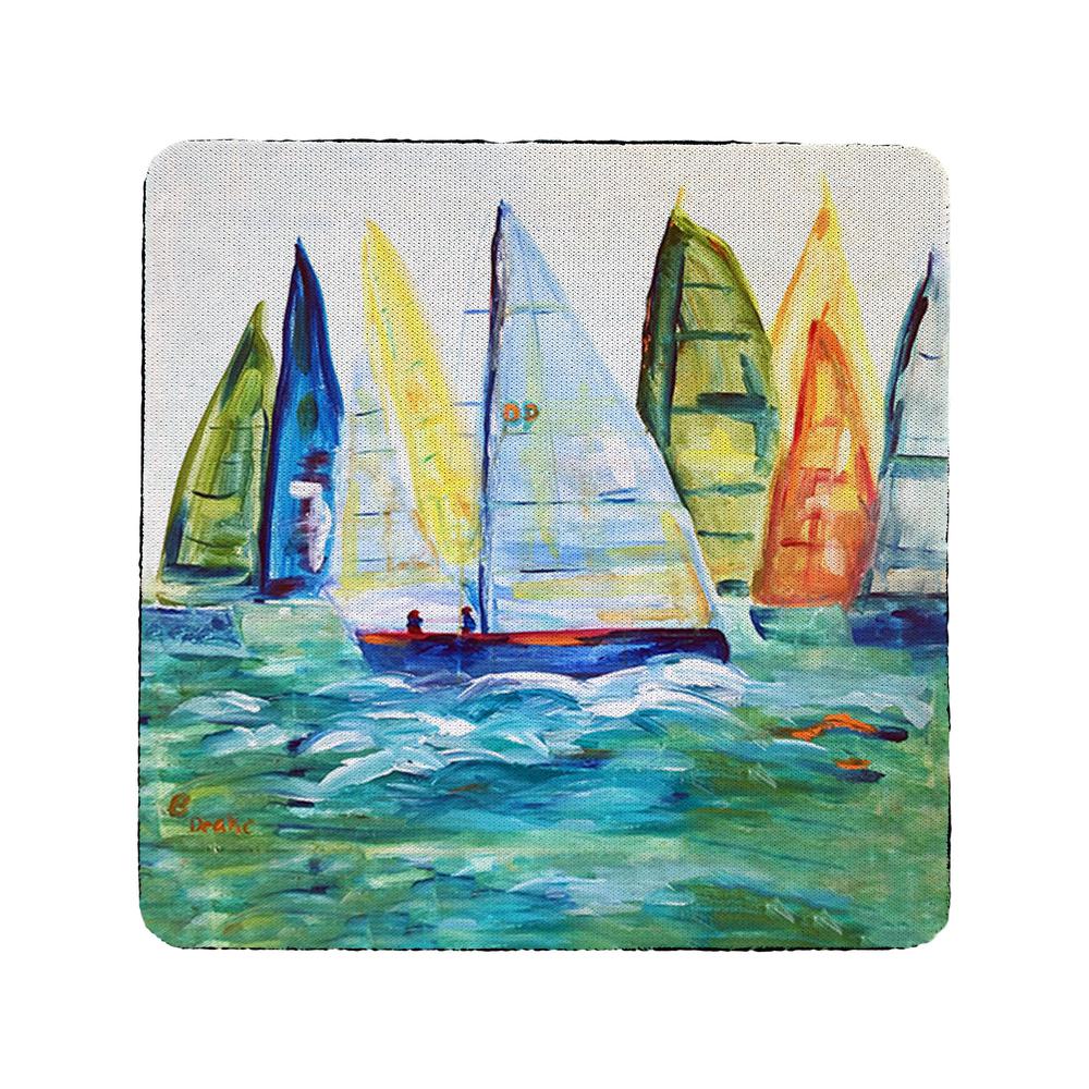 Betsy's Sailboats Coaster Set of 4. Picture 1