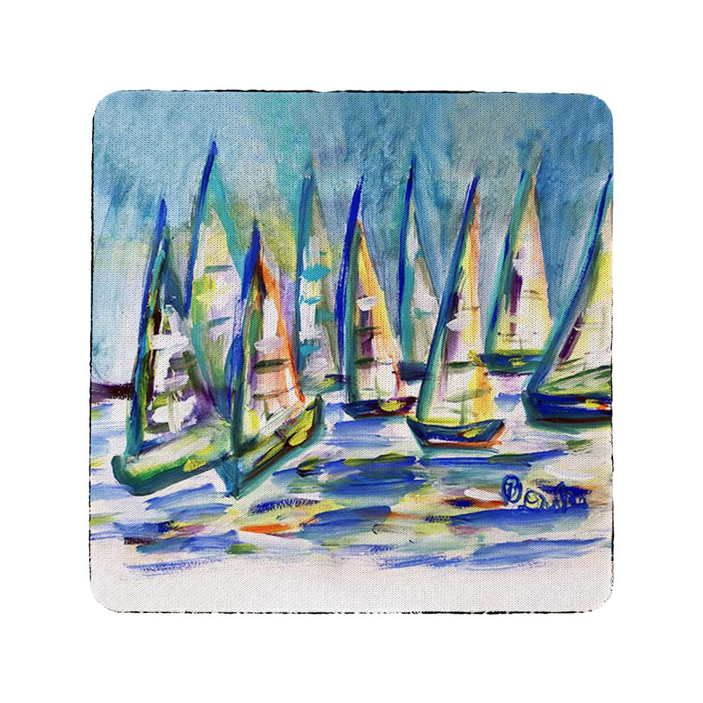 Many Sailboats Coaster Set of 4. Picture 1