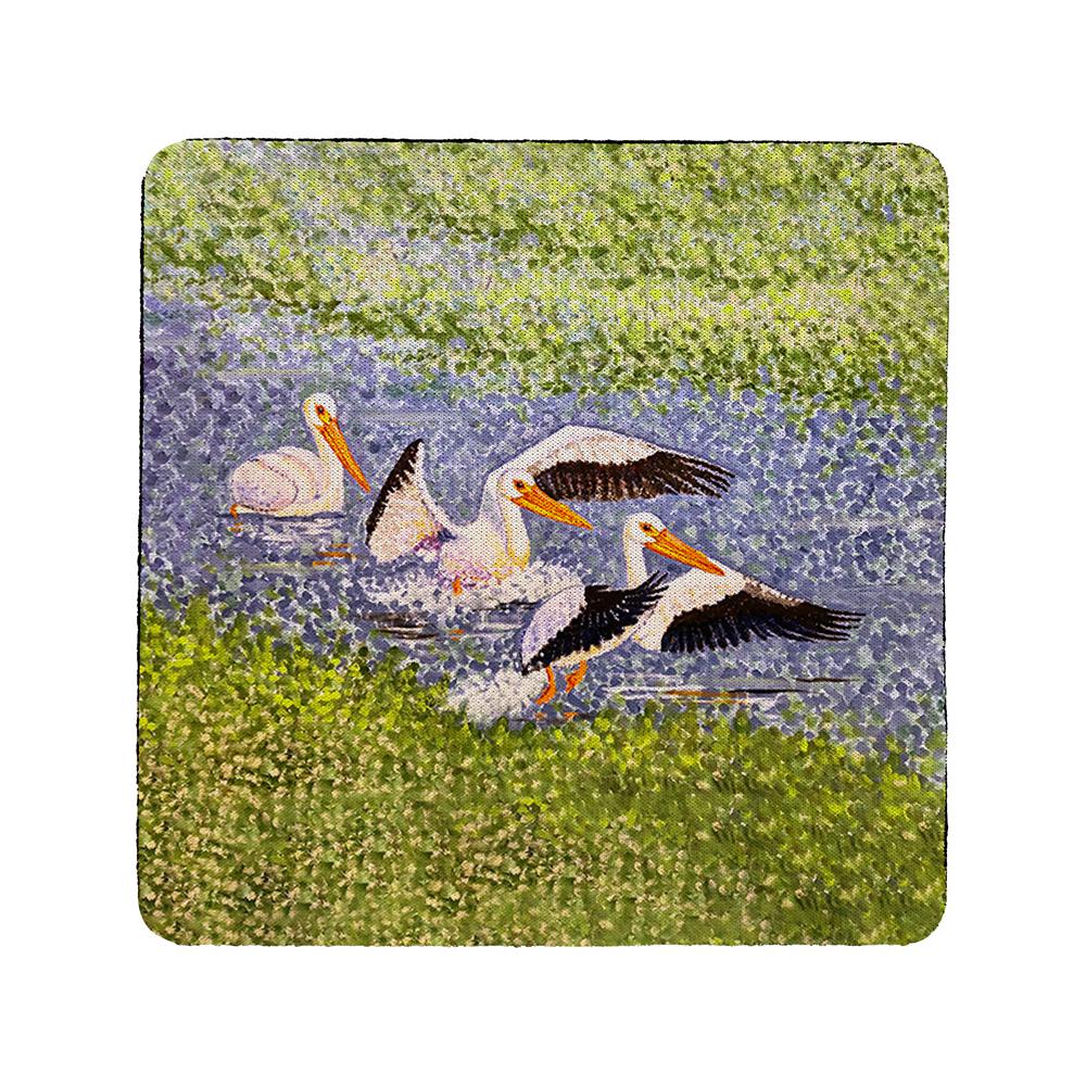 White Pelican Wings Coaster Set of 4. Picture 1