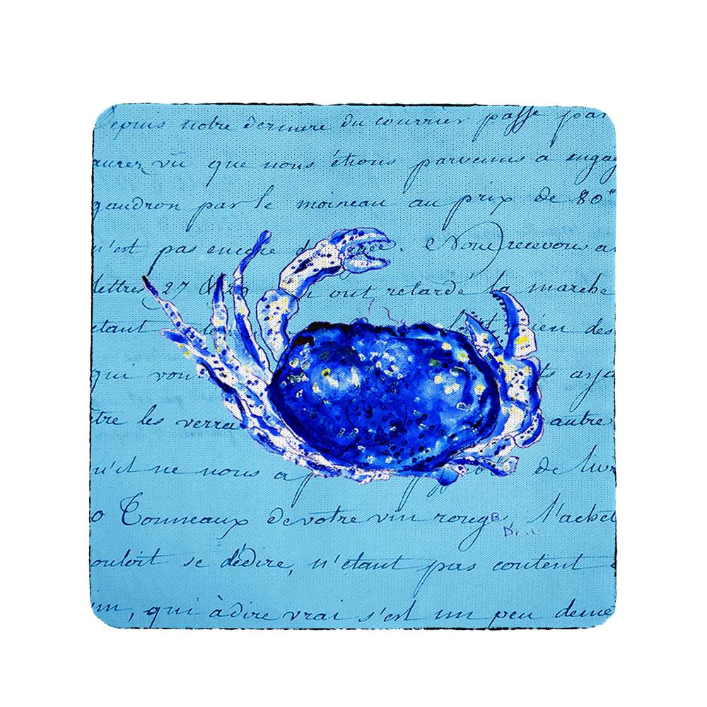 Blue Script Crab Coaster Set of 4. Picture 1