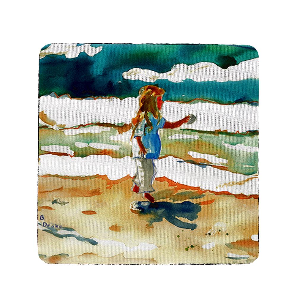 Girl at the Beach Coaster Set of 4. Picture 1