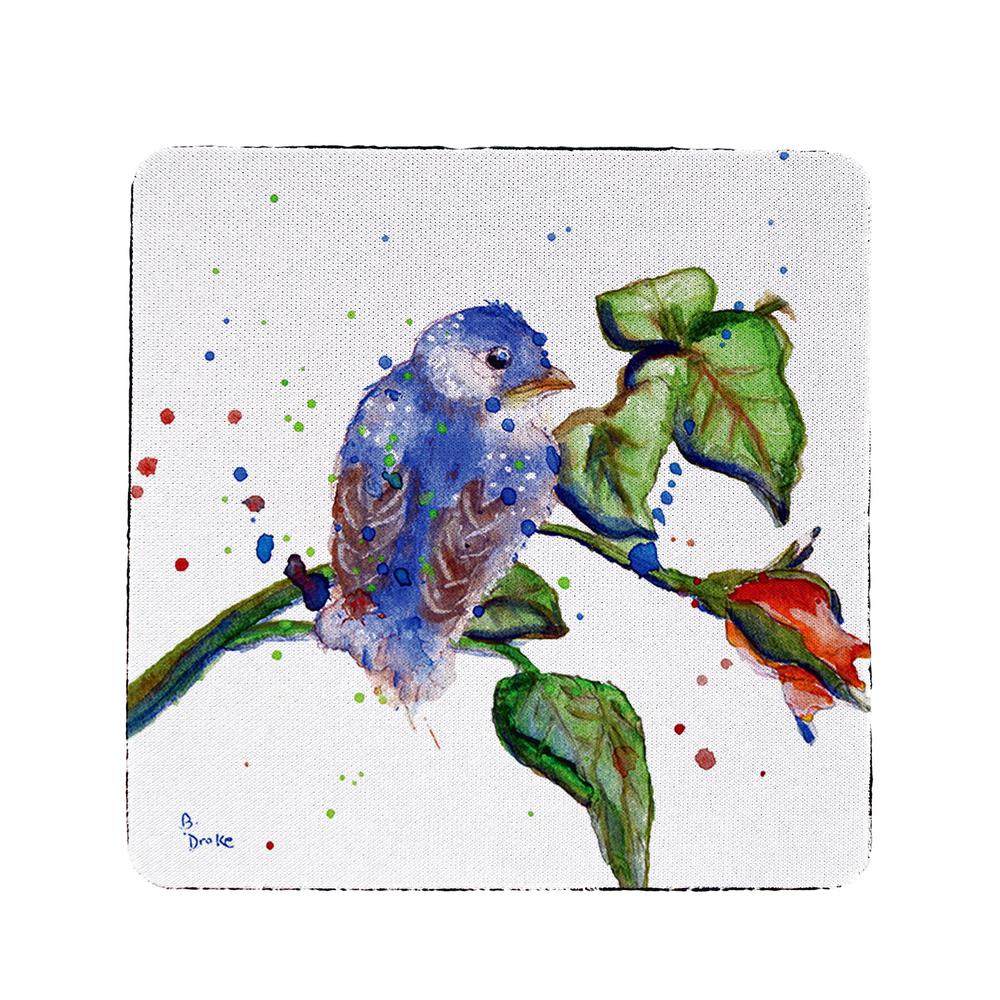 Betsy's Blue Bird Coaster Set of 4. Picture 1