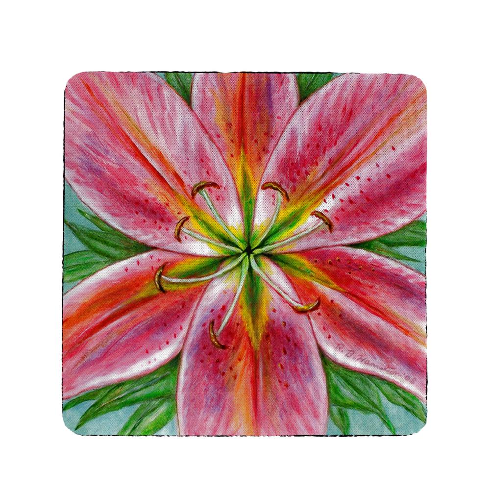 Red Lily Coaster Set of 4. Picture 1