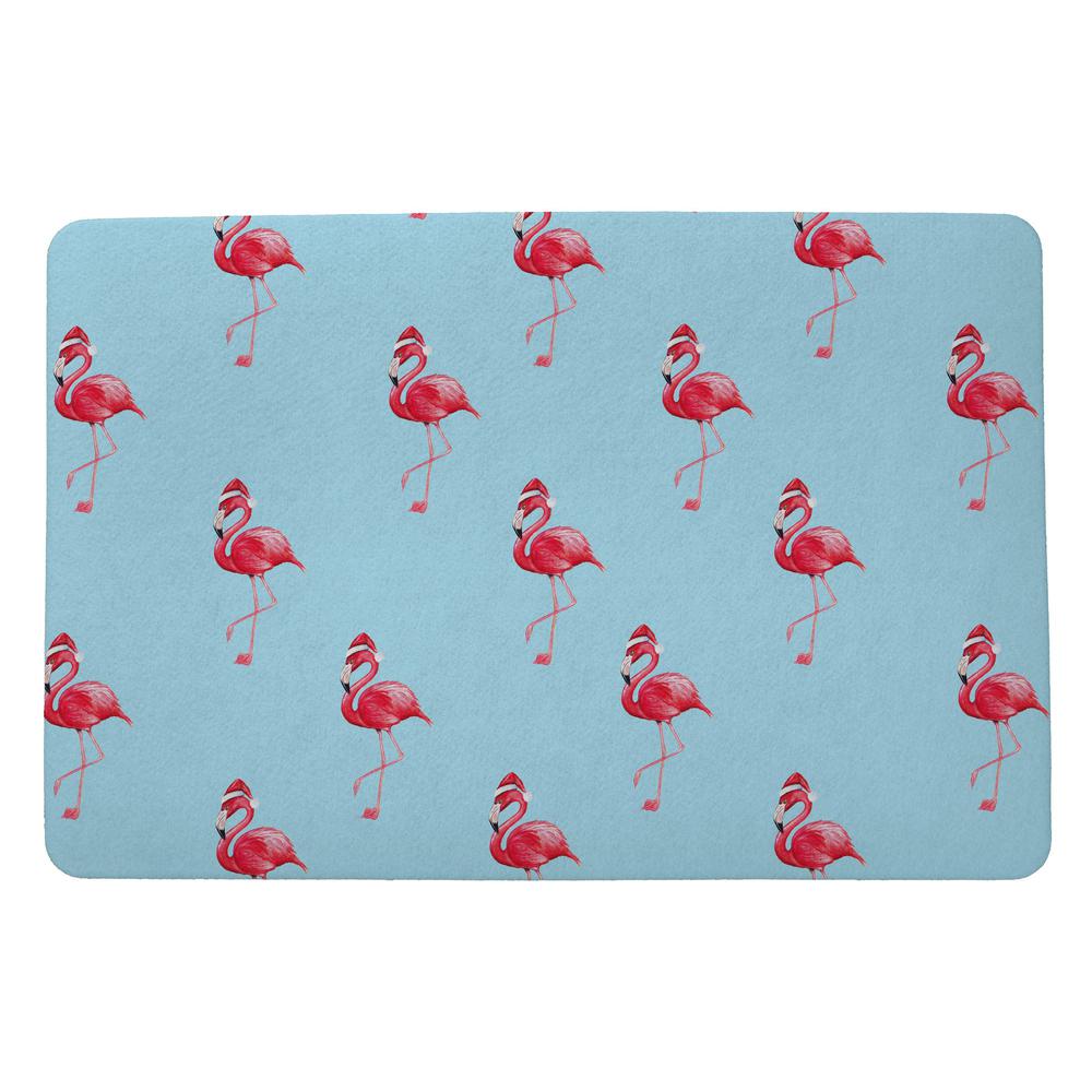 Flamingo Santa Floor Mat 18x26. Picture 1