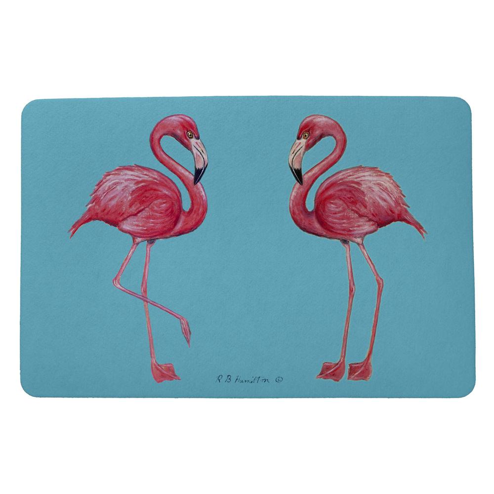 Flamingos - Turquoise Door Mat 18x26. The main picture.