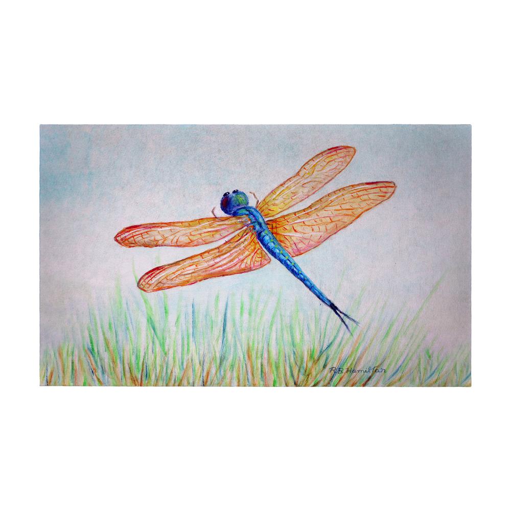 Amber & Blue Dragonfly Door Mat 30x50. Picture 1