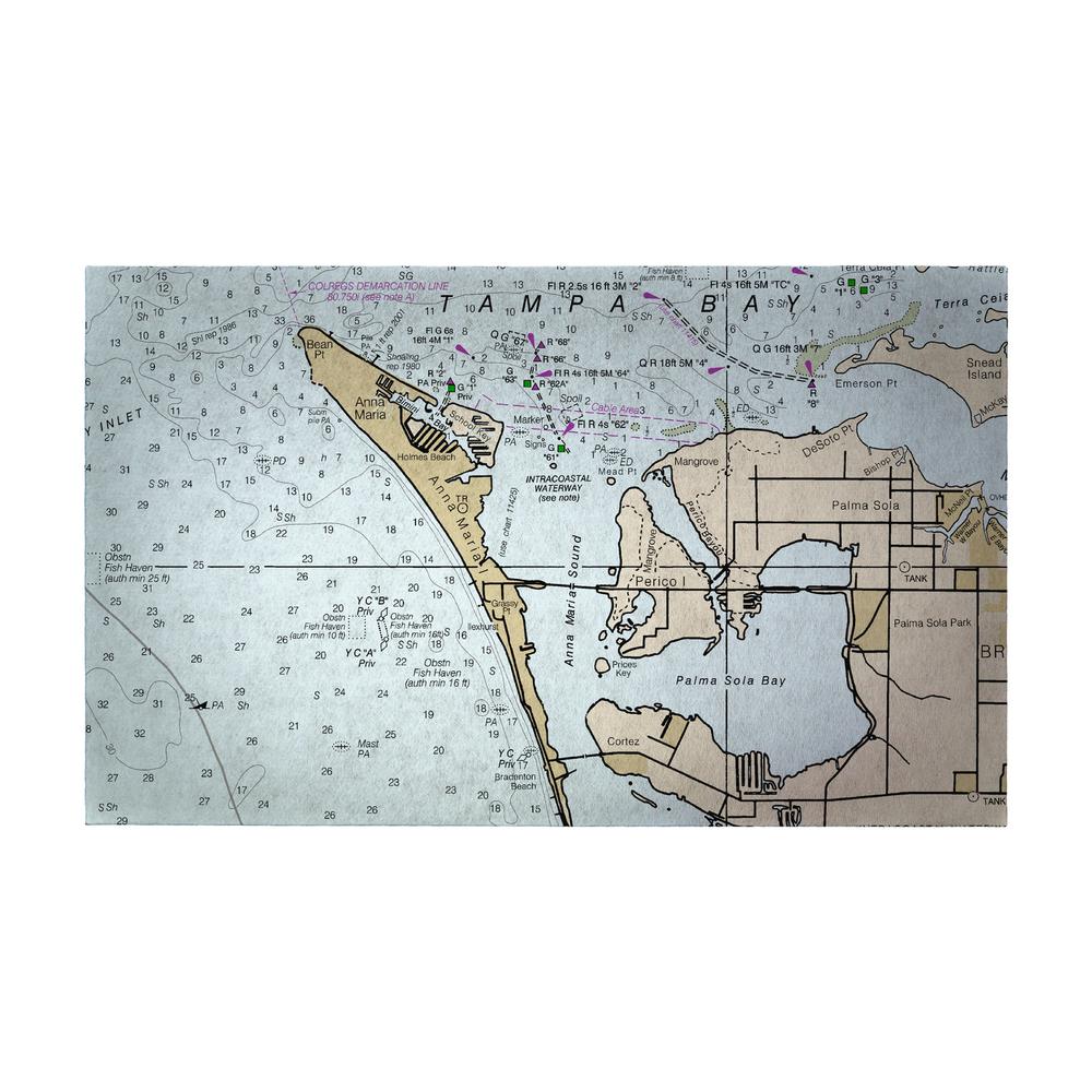 Anna Maria Island, FL Nautical Map Door Mat 30x50. Picture 1
