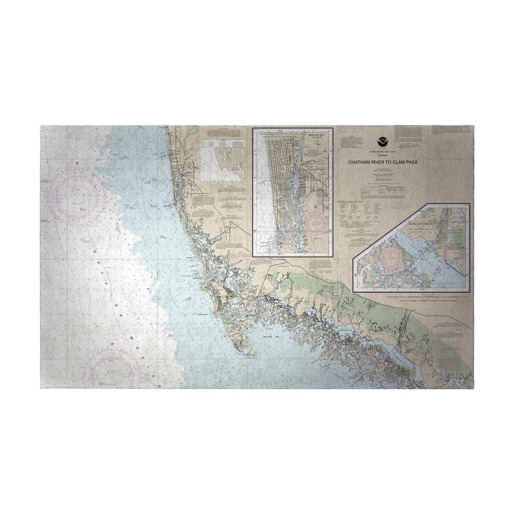 Naples - Chatham River to Clam Pass, FL Nautical Map Door Mat 18x26. Picture 1