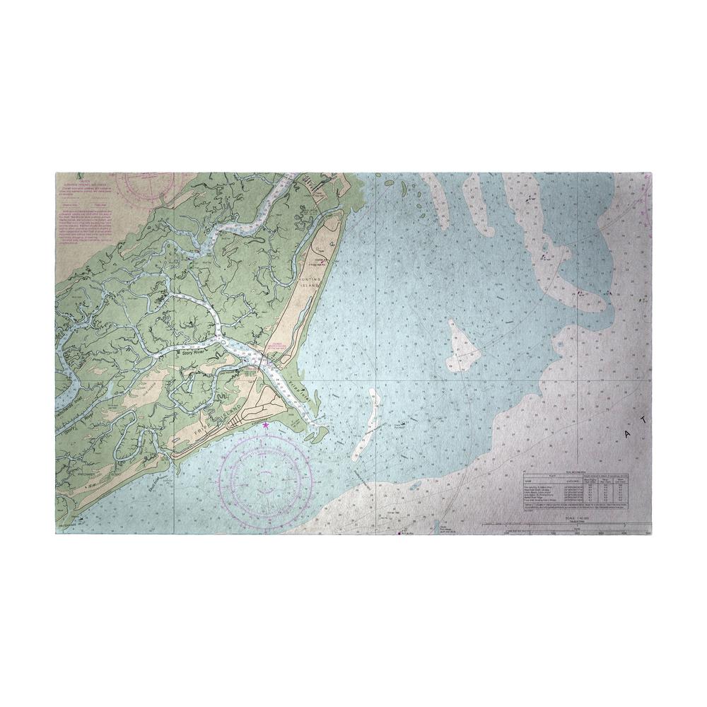 Fripp Island, SC Nautical Map Small Door Mat. Picture 1