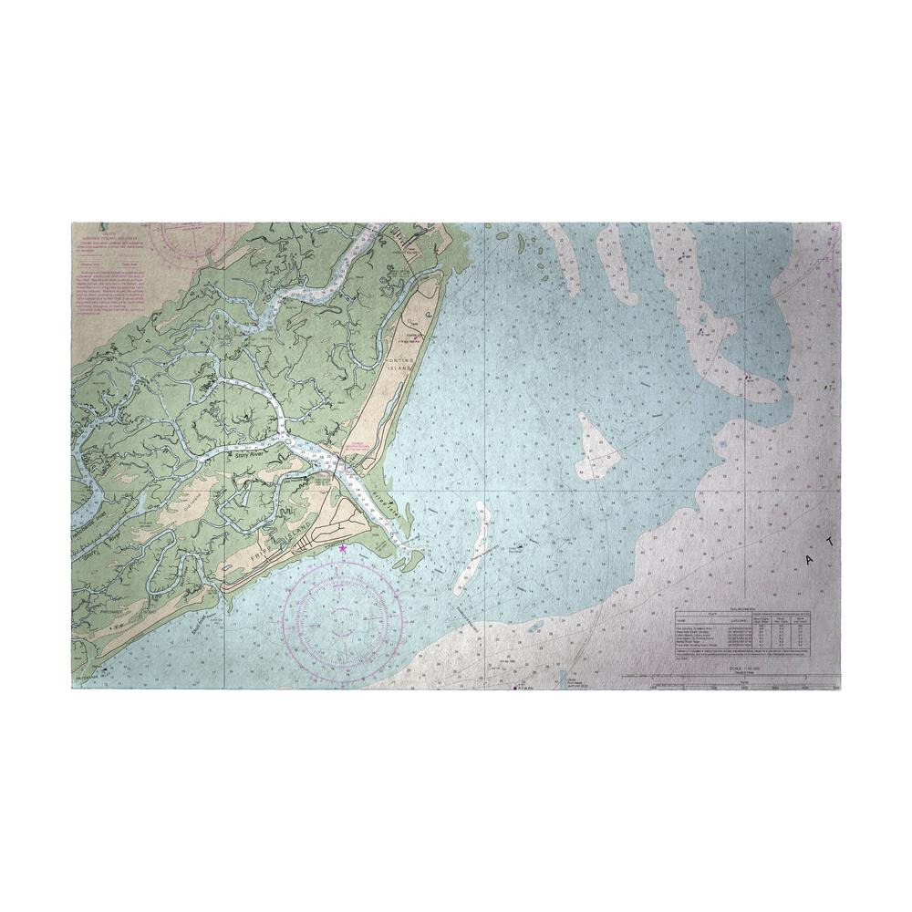 Fripp Island, SC Nautical Map Large Door Mat. Picture 1