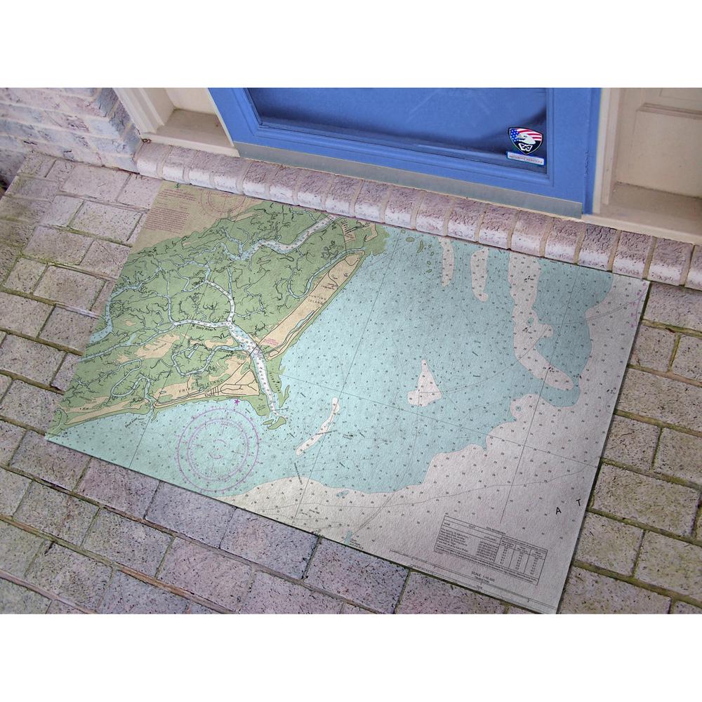 Fripp Island, SC Nautical Map Large Door Mat. Picture 2
