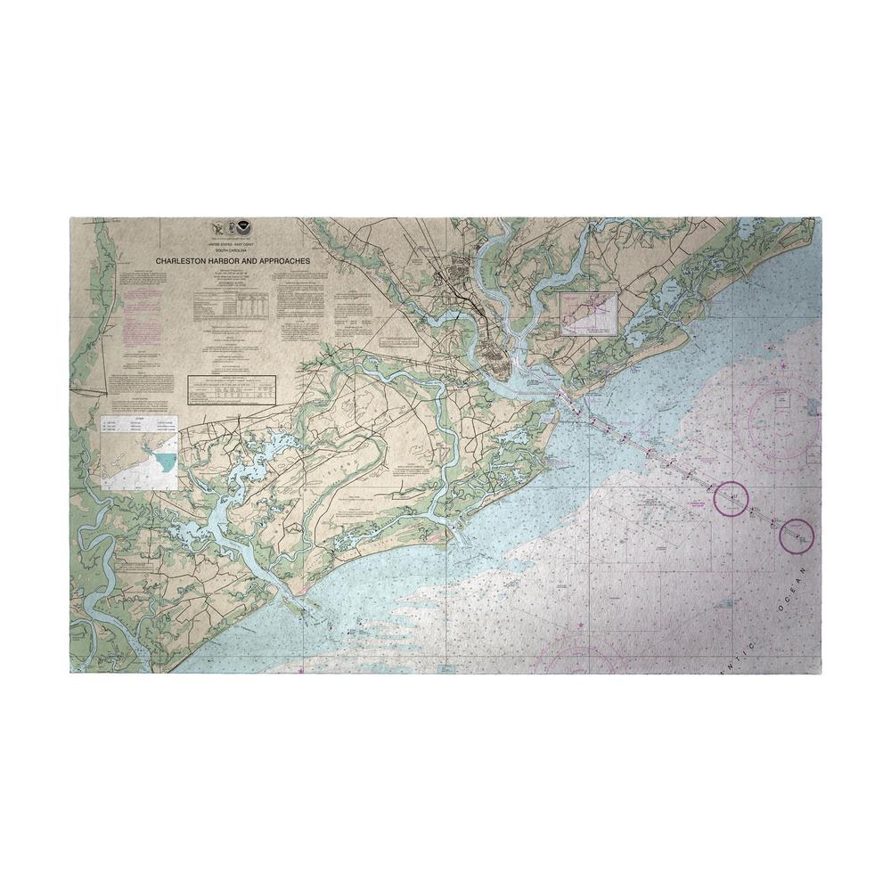 Charleston Harbor and Approaches, SC Nautical Map Small Door Mat. Picture 1