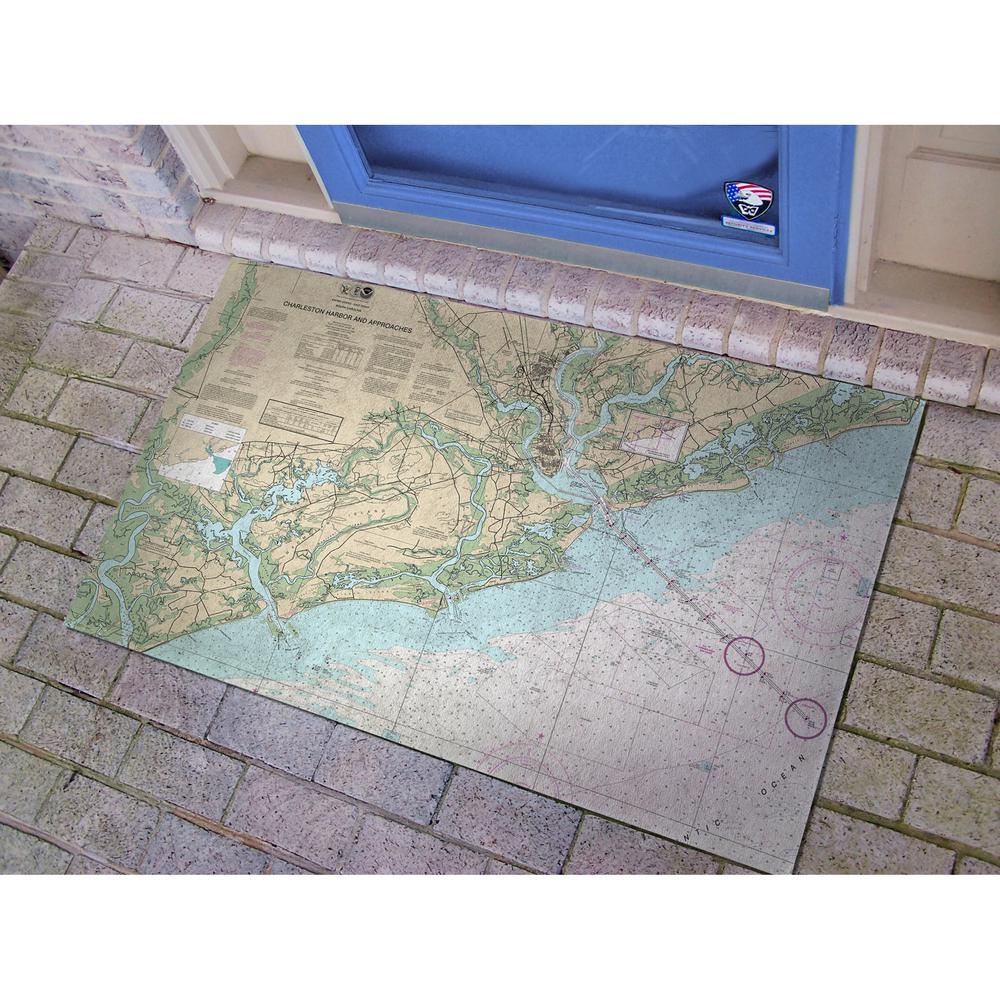 Charleston Harbor and Approaches, SC Nautical Map Large Door Mat. Picture 2