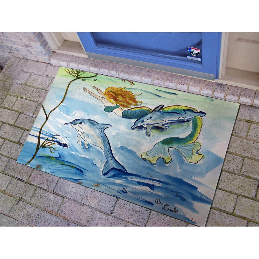 Mermaid and Dolphins Large Door Mat. Picture 2