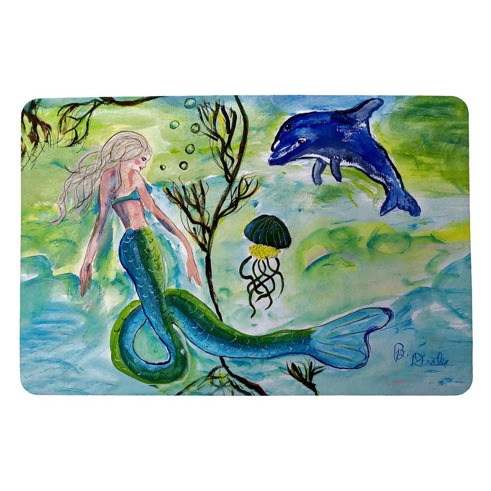 Mermaid and Jellyfish Small Door Mat. Picture 1