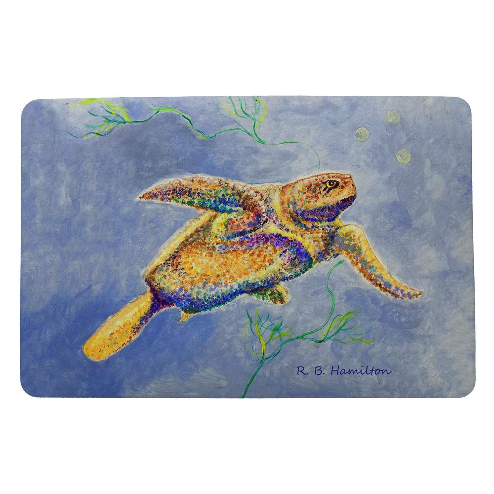 Pointillist Sea Turtle Door Mat 18x26. Picture 1