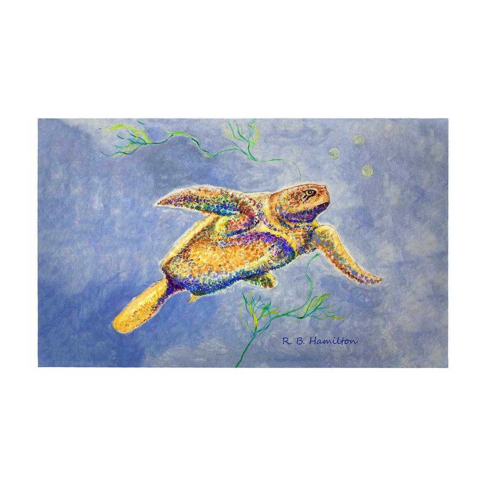Pointillist Sea Turtle Door Mat 30x50. Picture 1