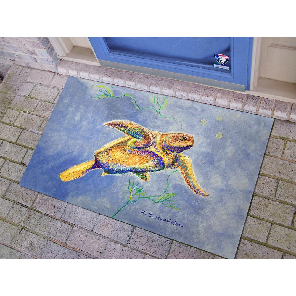 Pointillist Sea Turtle Door Mat 30x50. Picture 2