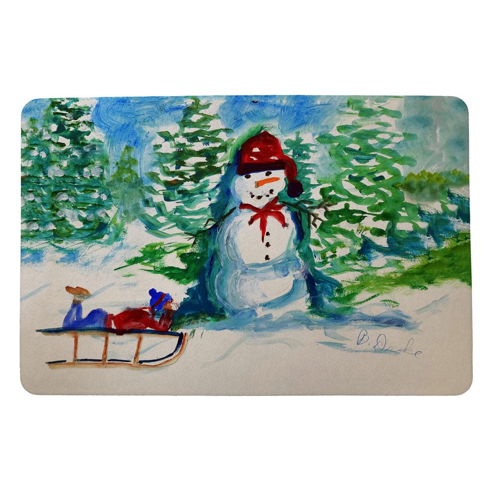 Snowman & Sled Door Mat 18x26. Picture 1