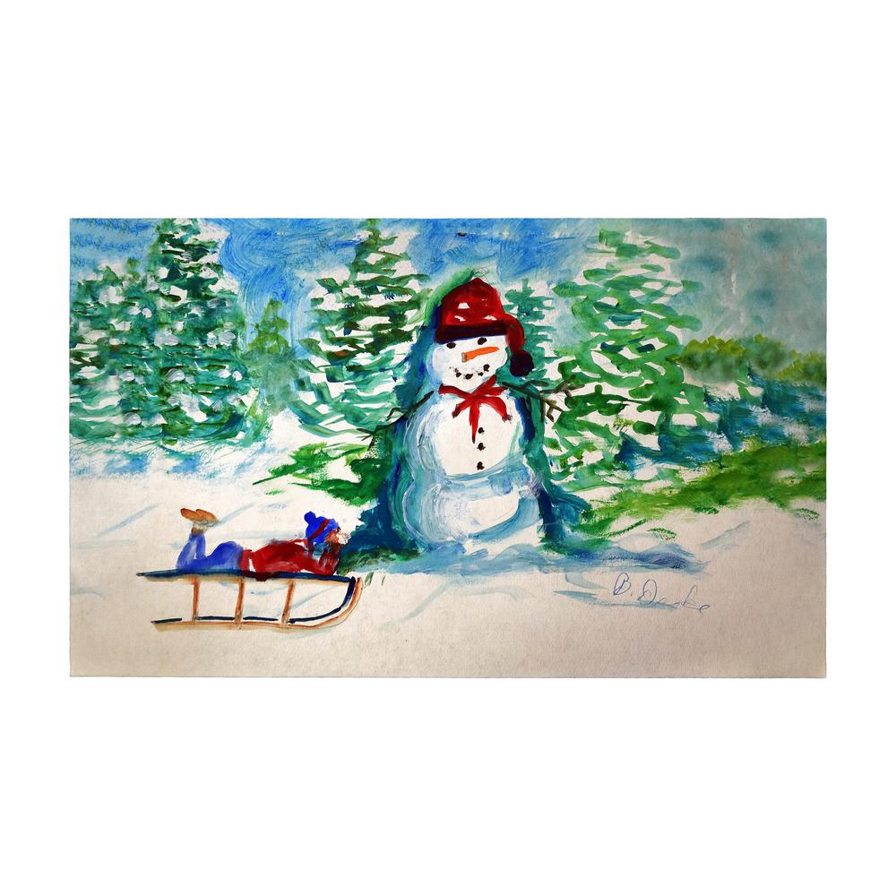 Snowman & Sled Door Mat 30x50. Picture 1