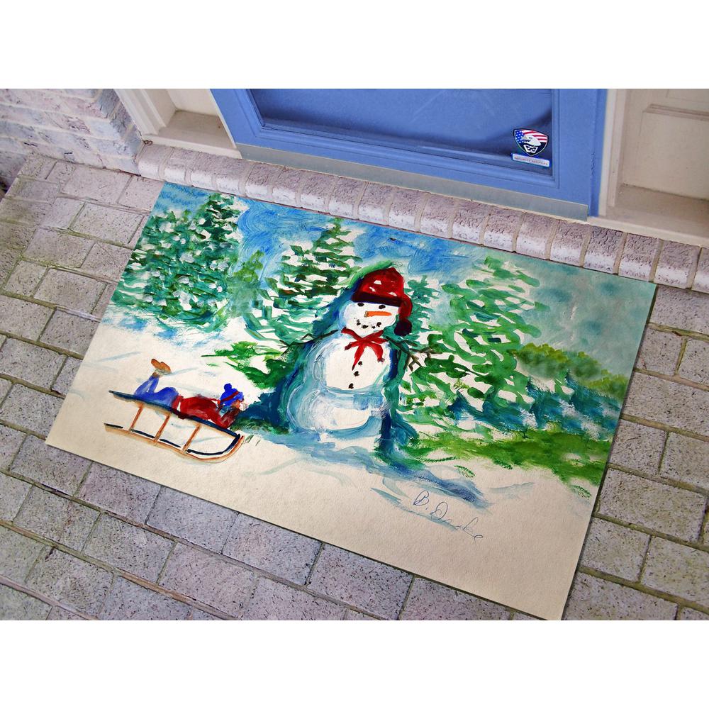 Snowman & Sled Door Mat 30x50. Picture 2