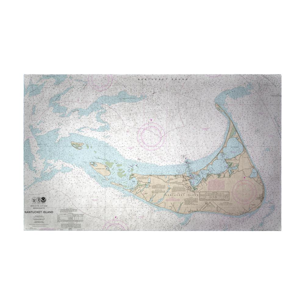 Nantucket Island, MA Nautical Map Door Mat Small. Picture 1