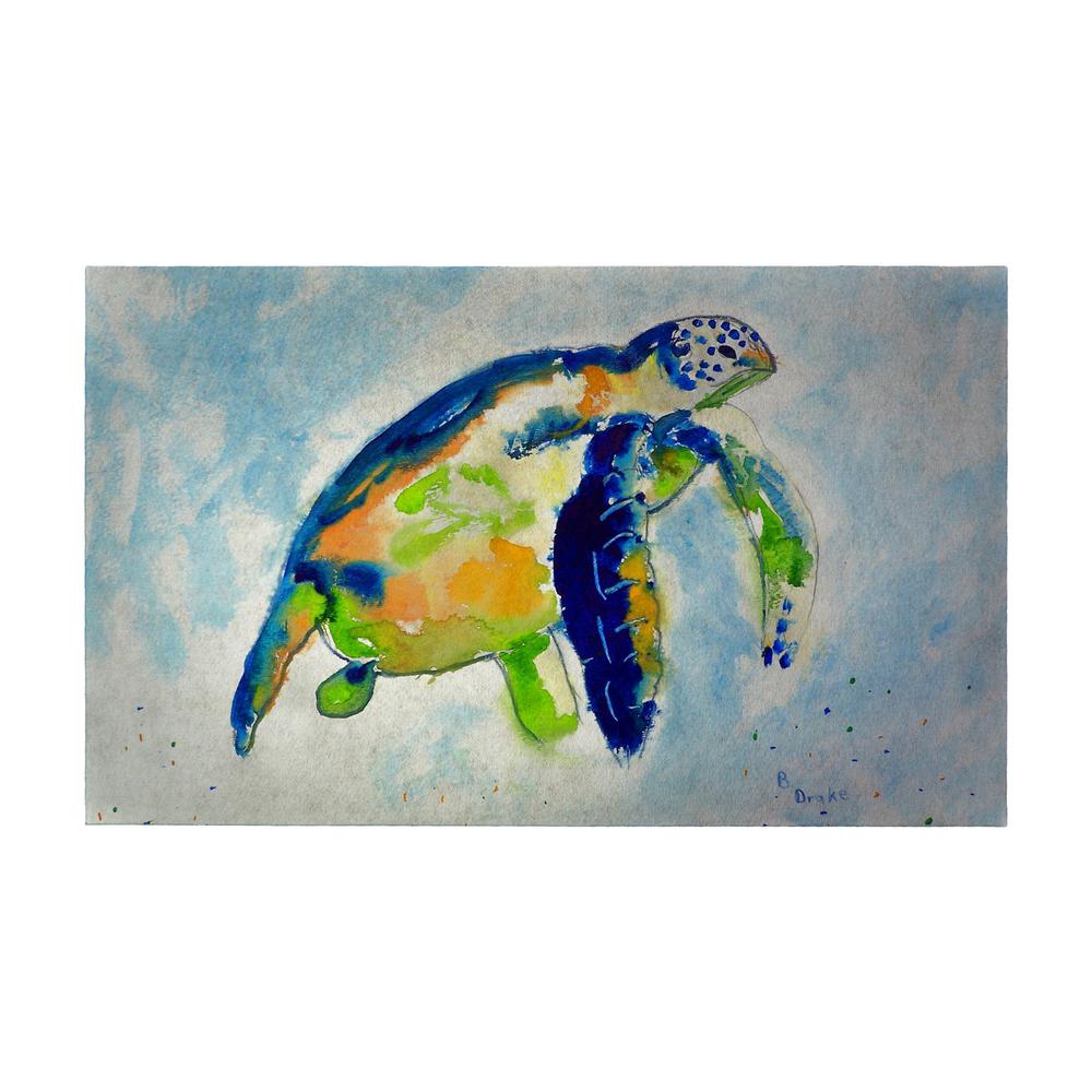 Blue Sea Turtle Door Mat, 18x26. Picture 1
