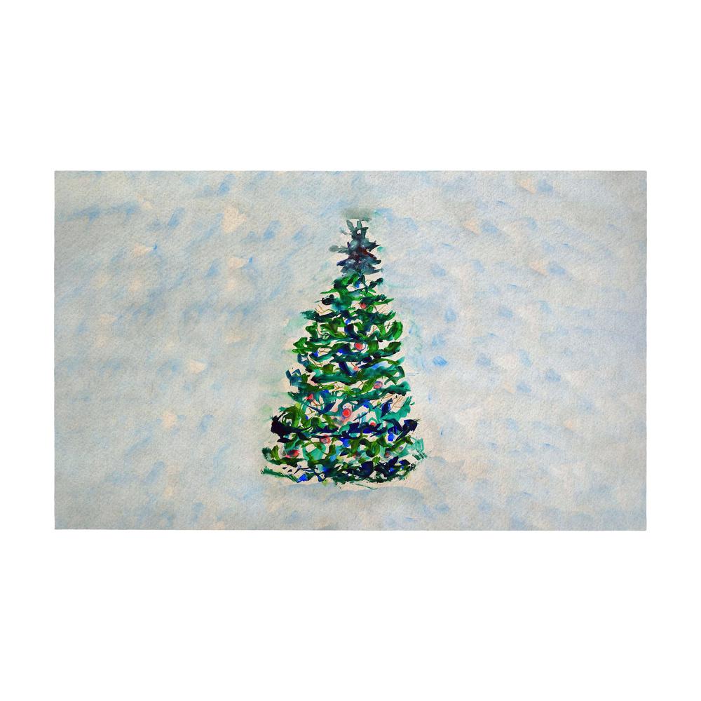 Blue Lights Christmas Tree Door Mat 30x50. Picture 1