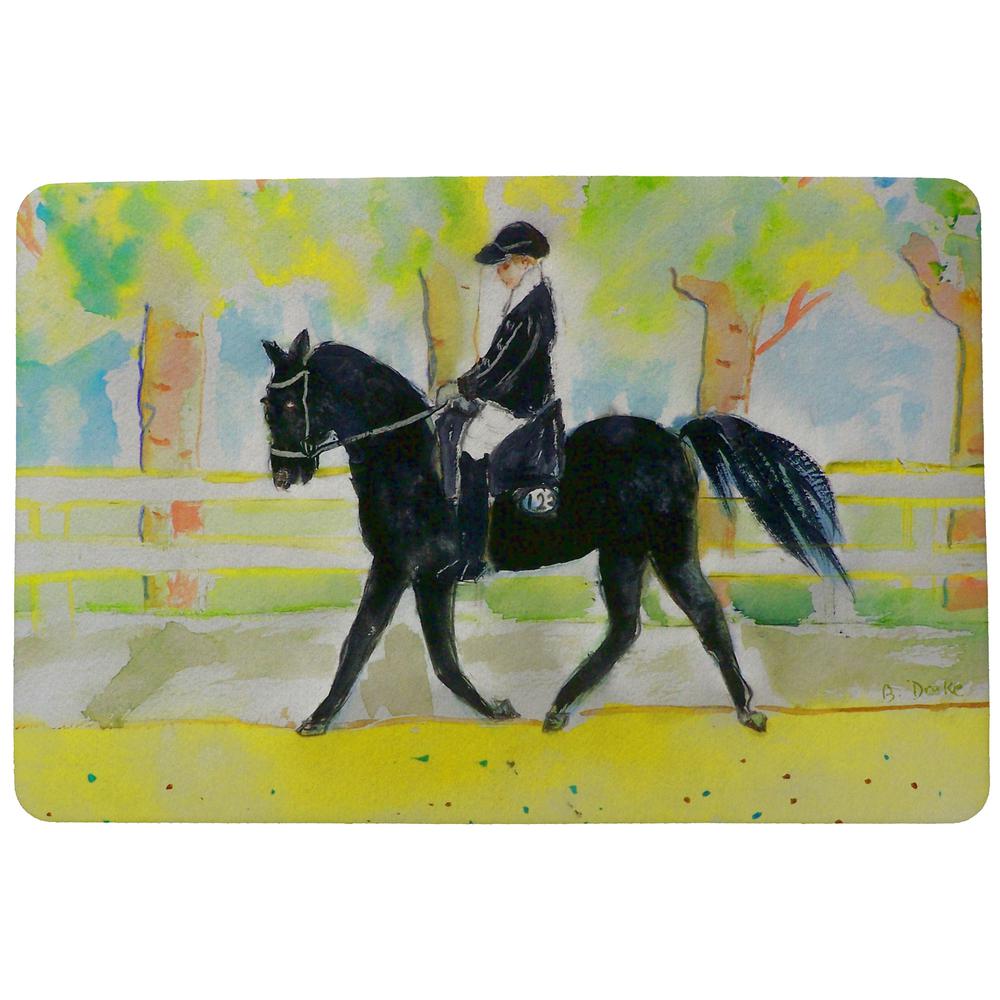 Black Horse Rider Door Mat 18x26. Picture 1