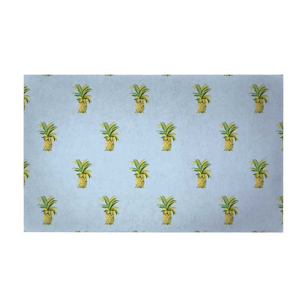 Multi Pineapple on Blue Door Mat 30x50. Picture 1