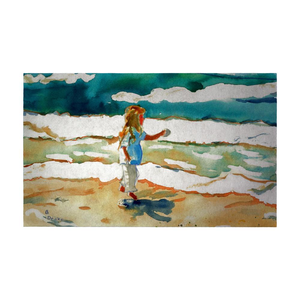 Girl at the Beach Door Mat 30x50. Picture 1