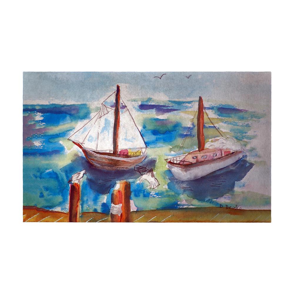 Two Sailboats Door Mat 30x50. Picture 1